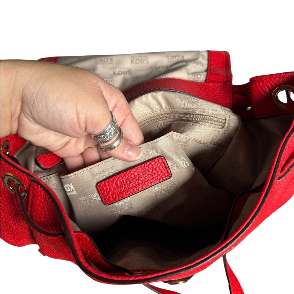 NWT Michael Kors Red Backpack with Gold Hardware - Picture 6 of 16